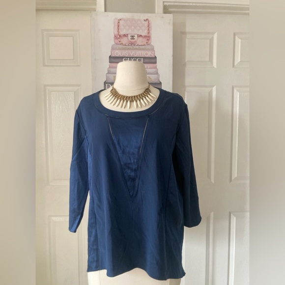 Rag & Bone medium Sleeve Modal Silk Mixed Media Top - Picture 1 of 8